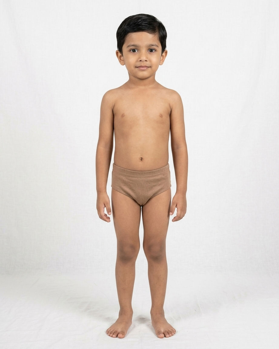 Naturally Dyed Cotton Brief for Boys | Gentle Everyday comfort | Full Coverage | Clay Brown | Eco Hue
