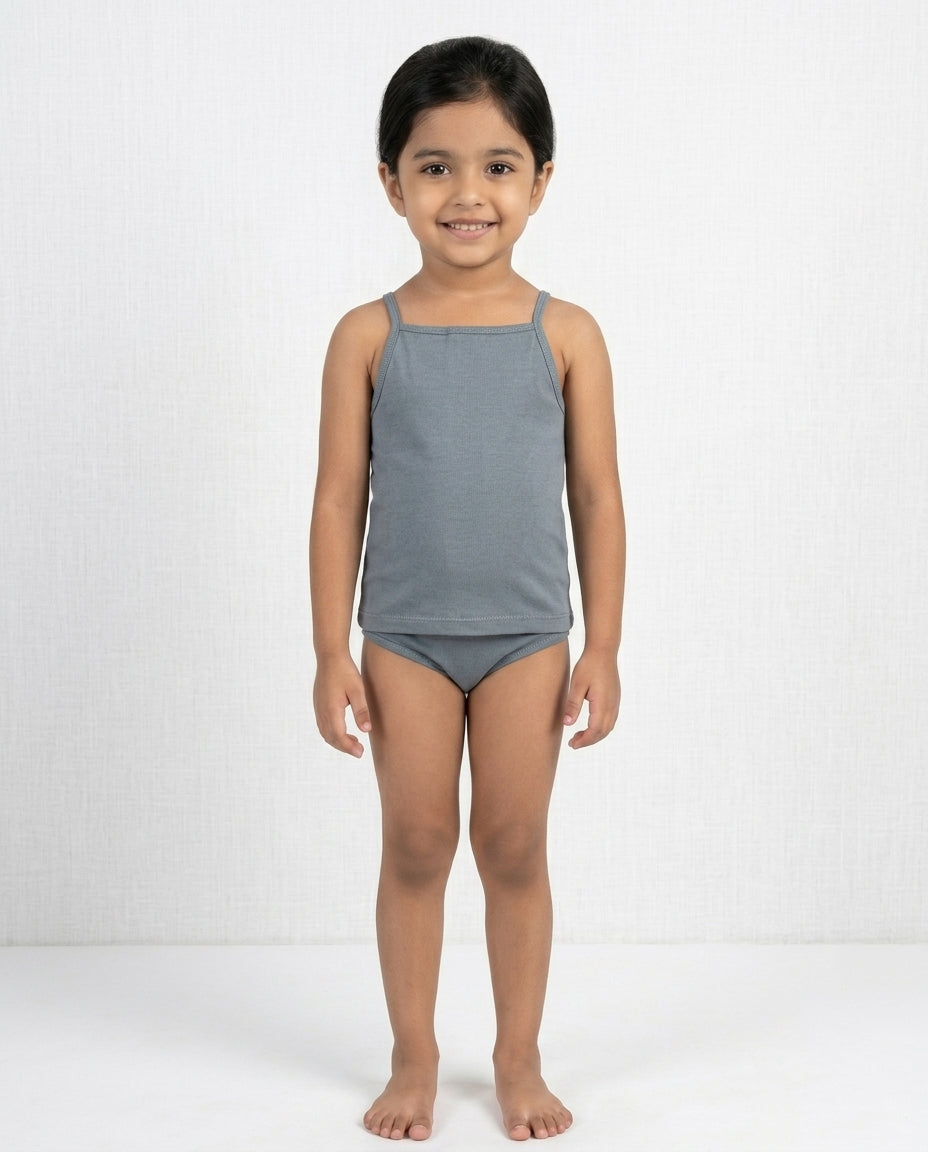 Naturally Dyed Cotton Camisole For Girls | Sleeveless | Gentle Everyday comfort | Luxe Gery | Eco Hue