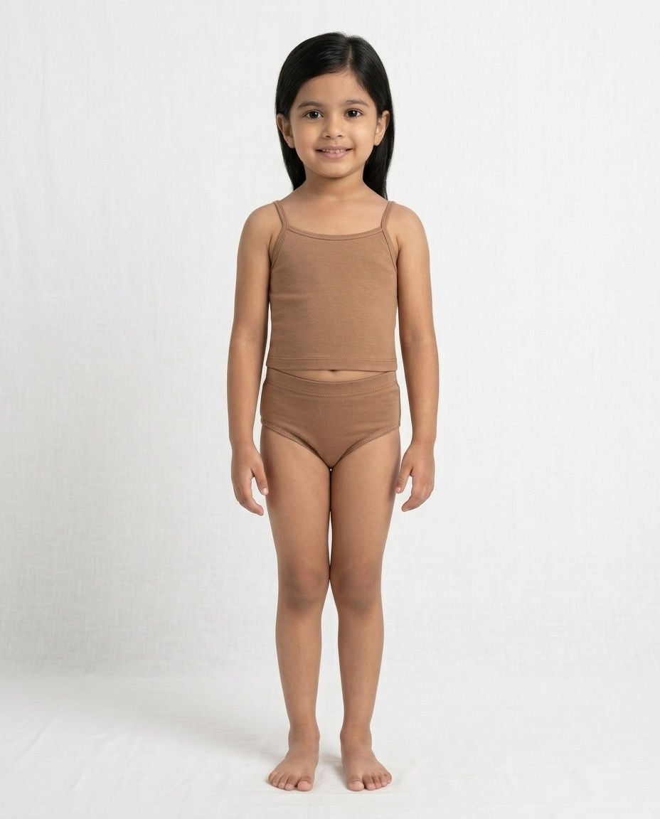 Naturally Dyed Cotton Brief Panty For Girls | Gentle Everyday comfort | Full Coverage | Clay Brown | Eco Hue