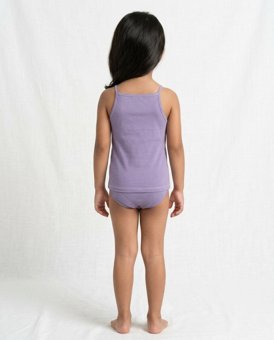 Naturally Dyed Cotton Camisole for Girls | Sleeveless | Gentle Everyday Comfort | Muted Lilac | Eco Hue
