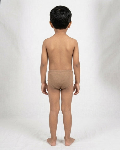 Naturally Dyed Cotton Brief for Boys | Gentle Everyday comfort | Full Coverage | Clay Brown | Eco Hue