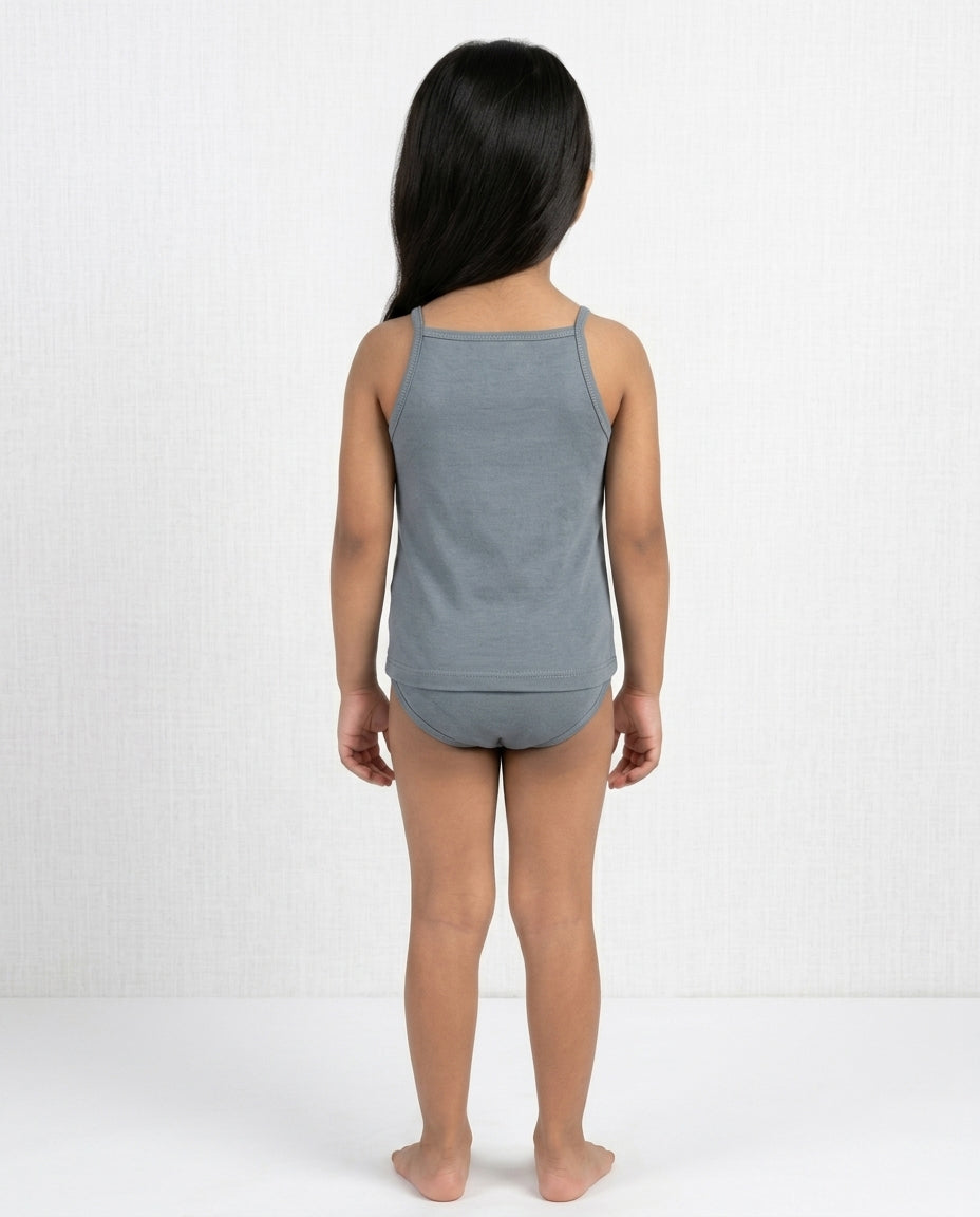 Naturally Dyed Cotton Camisole For Girls | Sleeveless | Gentle Everyday comfort | Luxe Gery | Eco Hue