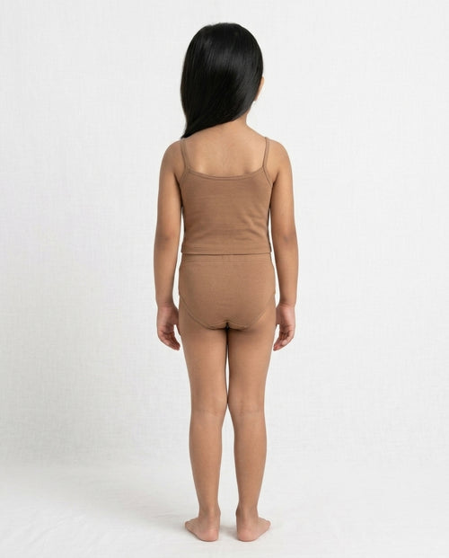 Naturally Dyed Cotton Brief Panty For Girls | Gentle Everyday comfort | Full Coverage | Clay Brown | Eco Hue