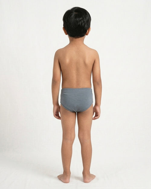 Naturally Dyed Cotton Brief for Boys | Gentle Everyday comfort | Full Coverage | Luxe Grey | Eco Hue