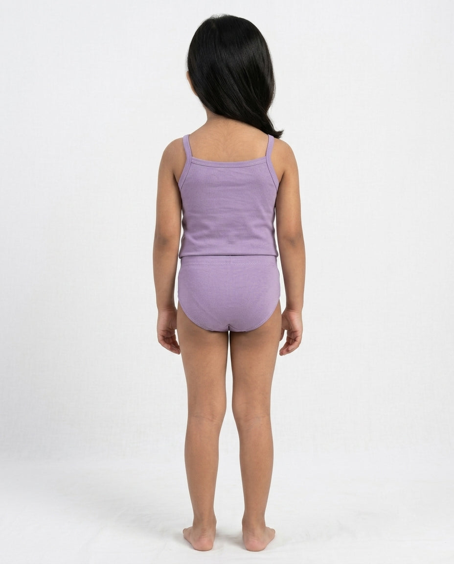 Naturally Dyed Cotton Brief Panty for Girls | Gentle Everyday Comfort | Full Coverage | Muted Lilac | Eco Hue