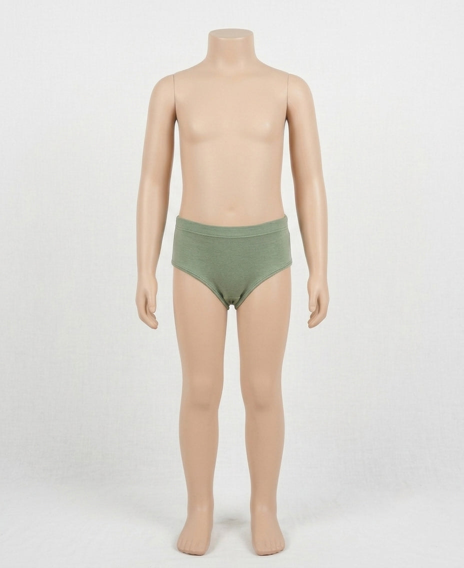 Naturally Dyed Cotton Brief Panty For Girls | Gentle Everyday comfort | Full Coverage | Olive Warbler | Eco Hue