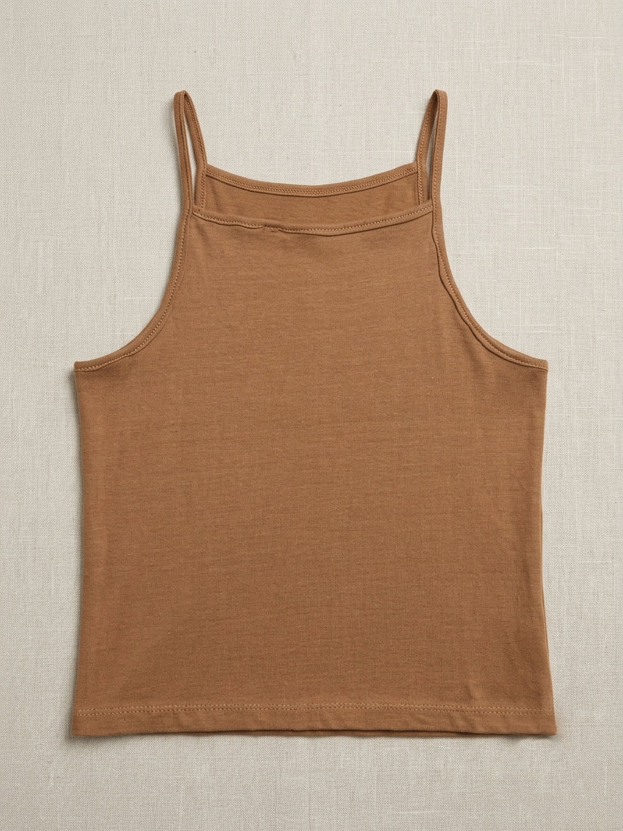 Naturally Dyed Cotton Camisole For Girls | Sleeveless | Gentle Everyday comfort | Clay Brown | Eco Hue