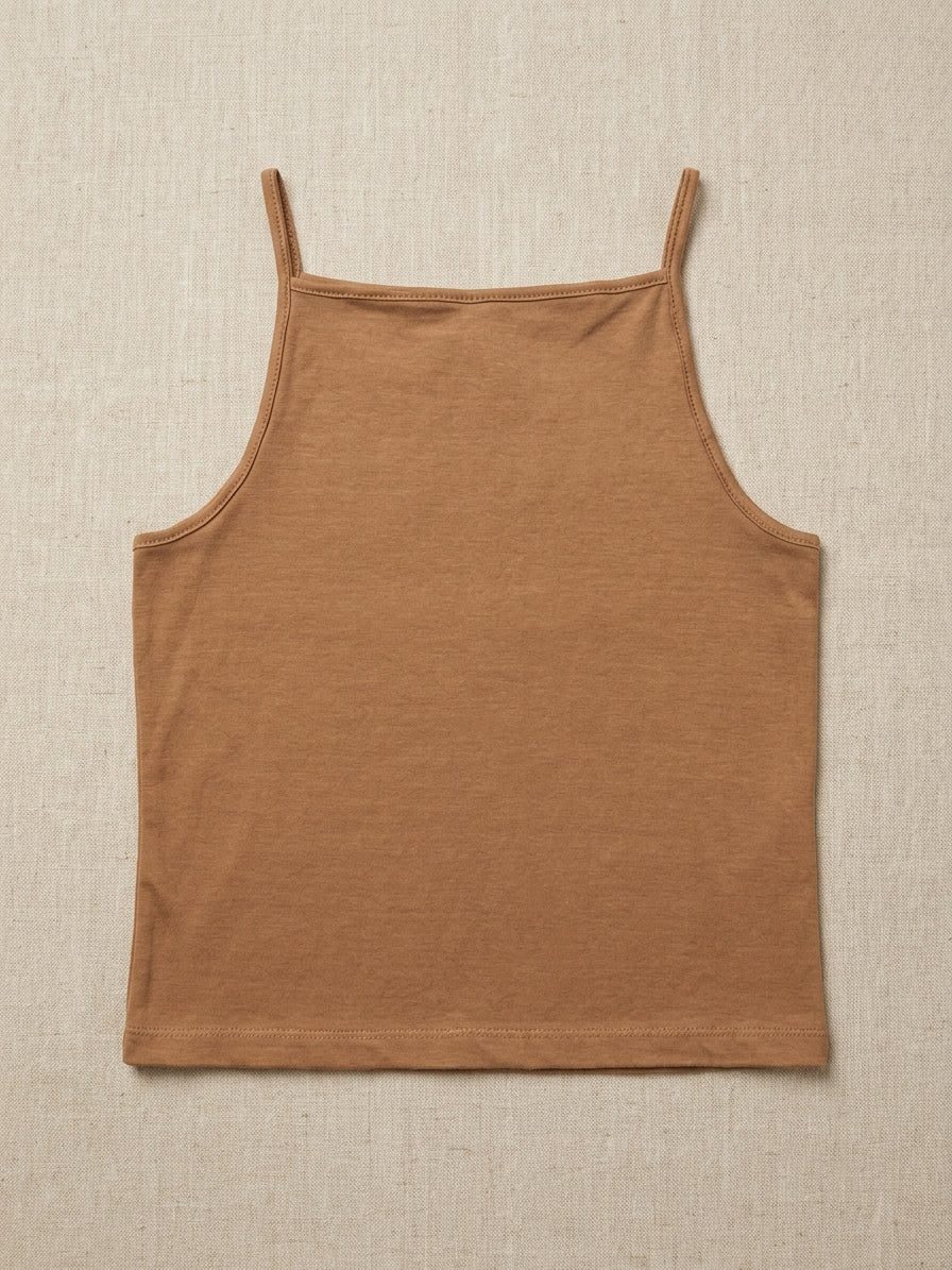Naturally Dyed Cotton Camisole For Girls | Sleeveless | Gentle Everyday comfort | Clay Brown | Eco Hue