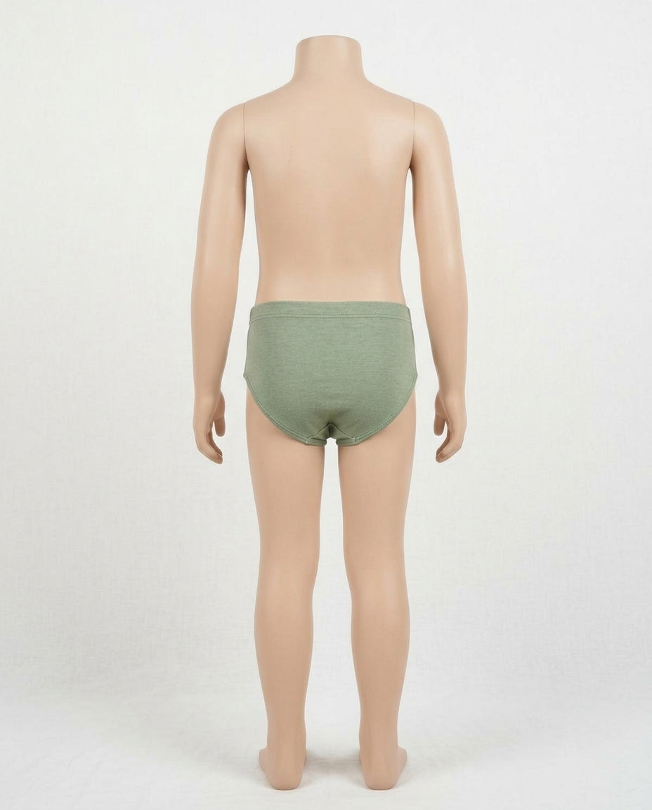 Naturally Dyed Cotton Brief Panty For Girls | Gentle Everyday comfort | Full Coverage | Olive Warbler | Eco Hue