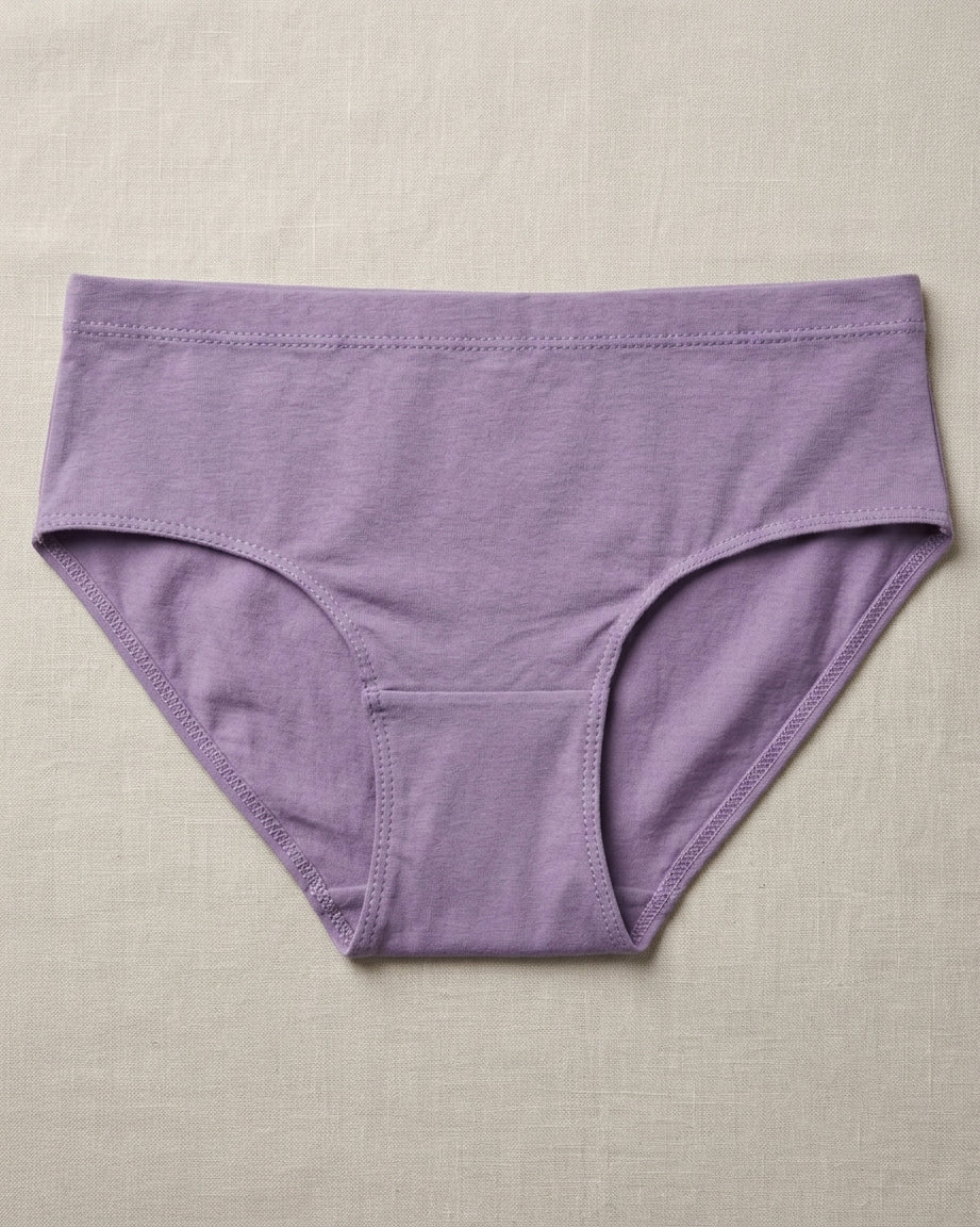 Naturally Dyed Cotton Brief Panty For Girls | Gentle Everyday comfort | Full Coverage | Muted Lilac | Eco Hue