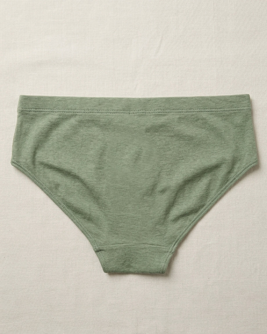 Naturally Dyed Cotton Brief Panty For Girls | Gentle Everyday comfort | Full Coverage | Olive Warbler | Eco Hue