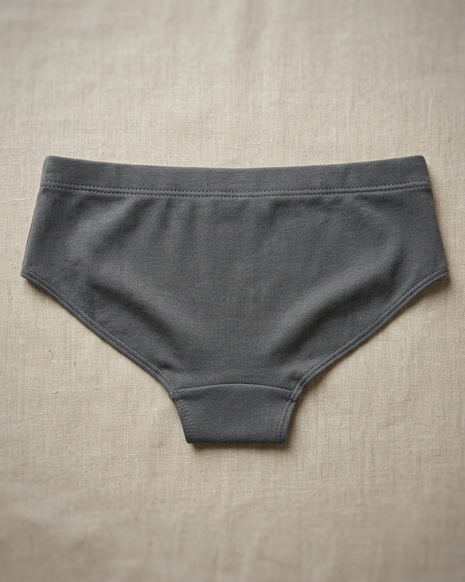 Naturally Dyed Cotton Brief Panty for Girls | Gentle Everyday Comfort | Full Coverage | Luxe Gery | Eco Hue